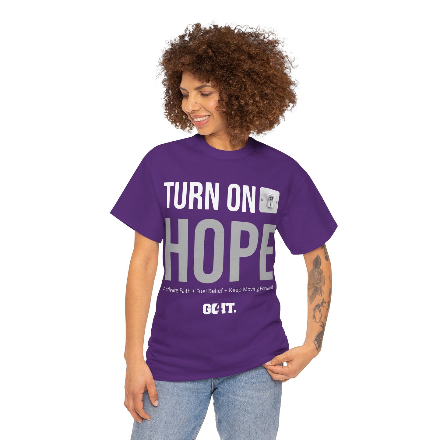 TURN ON HOPE Unisex Heavy Cotton Tee - Inspirational Motivational Shirt