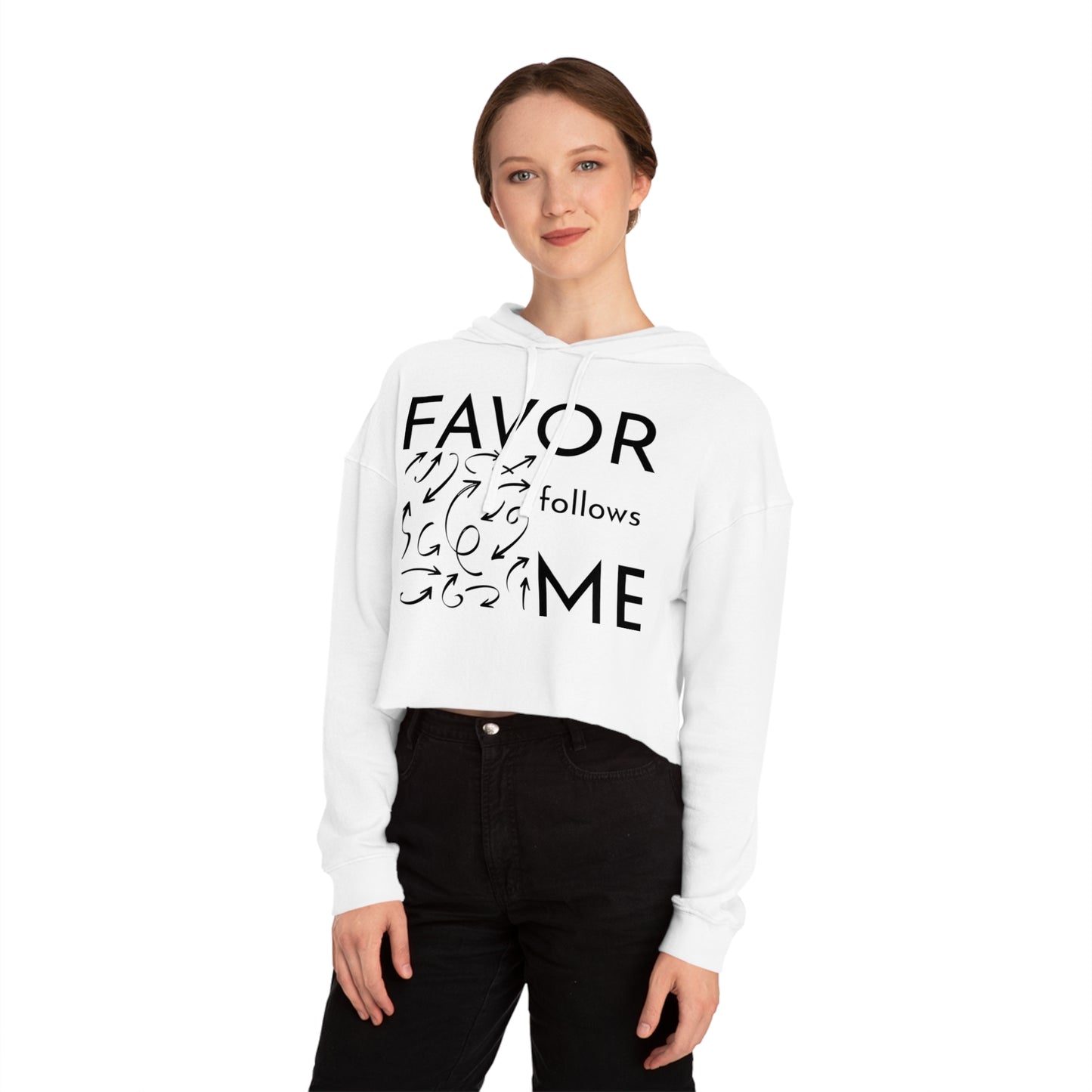 FAVOR Follows Me Women’s Cropped Hoodie - Inspirational Motivational Sweatshirt