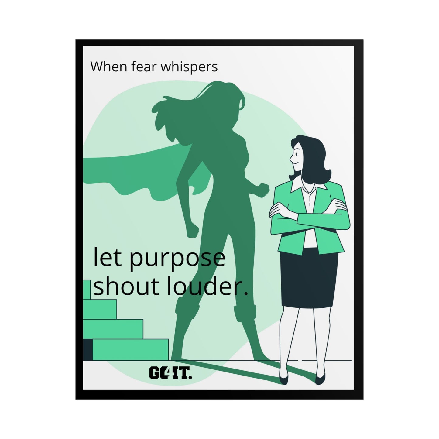 Inspirational Rolled Poster - When fear whispers, let purpose shout louder. —GO4IT.