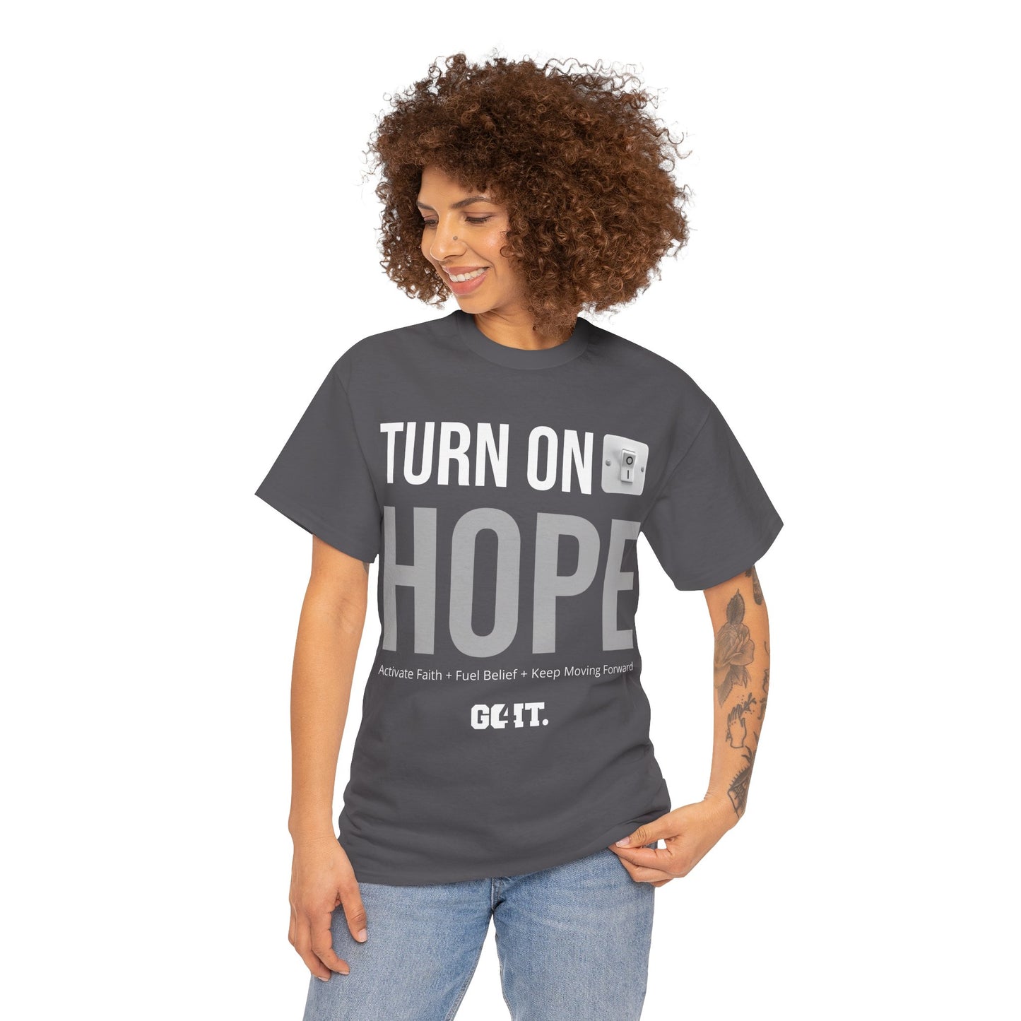 TURN ON HOPE Unisex Heavy Cotton Tee - Inspirational Motivational Shirt