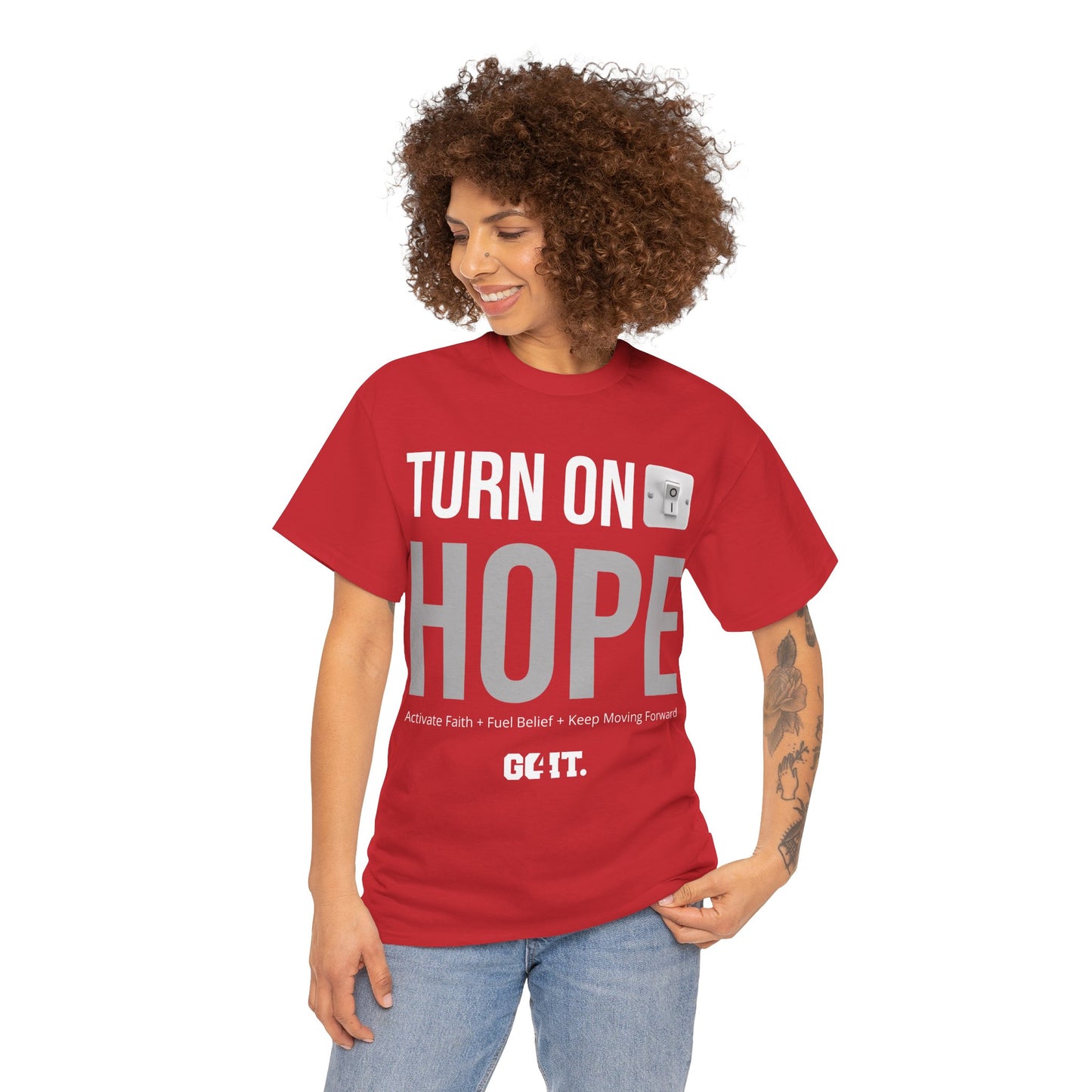 TURN ON HOPE Unisex Heavy Cotton Tee - Inspirational Motivational Shirt
