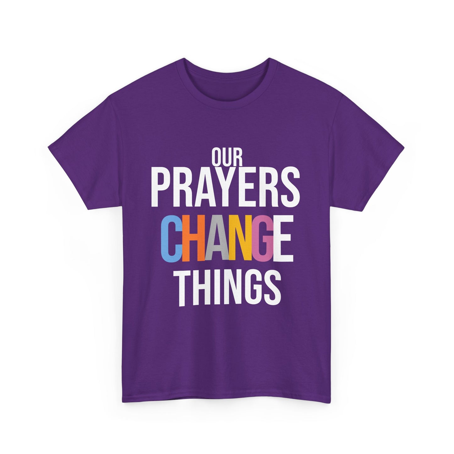 Colorful Prayer Message Unisex Heavy Cotton Tee, Spiritual T-Shirt, Faith-based Apparel, Gift for Believers, Inspirational Tee
