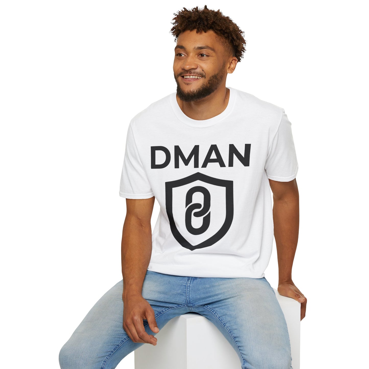 Stylish Unisex T-Shirt with DMAN Shield Design, Casual Wear, Gift Idea, Everyday Fashion, Cool Graphic Tee