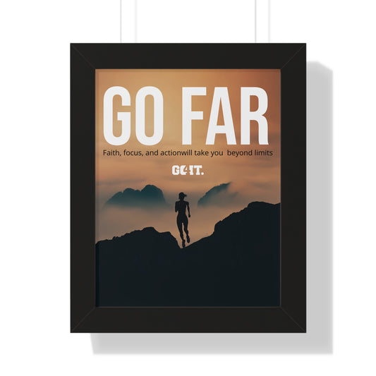 motivational Framed Vertical Poster - "GO FAR" - Inspiring Wall Art for Home or Office