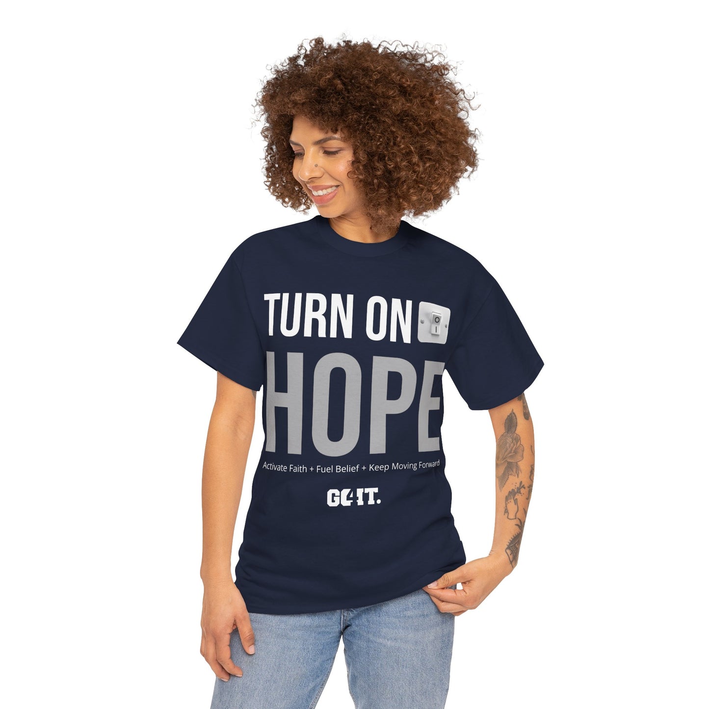 TURN ON HOPE Unisex Heavy Cotton Tee - Inspirational Motivational Shirt