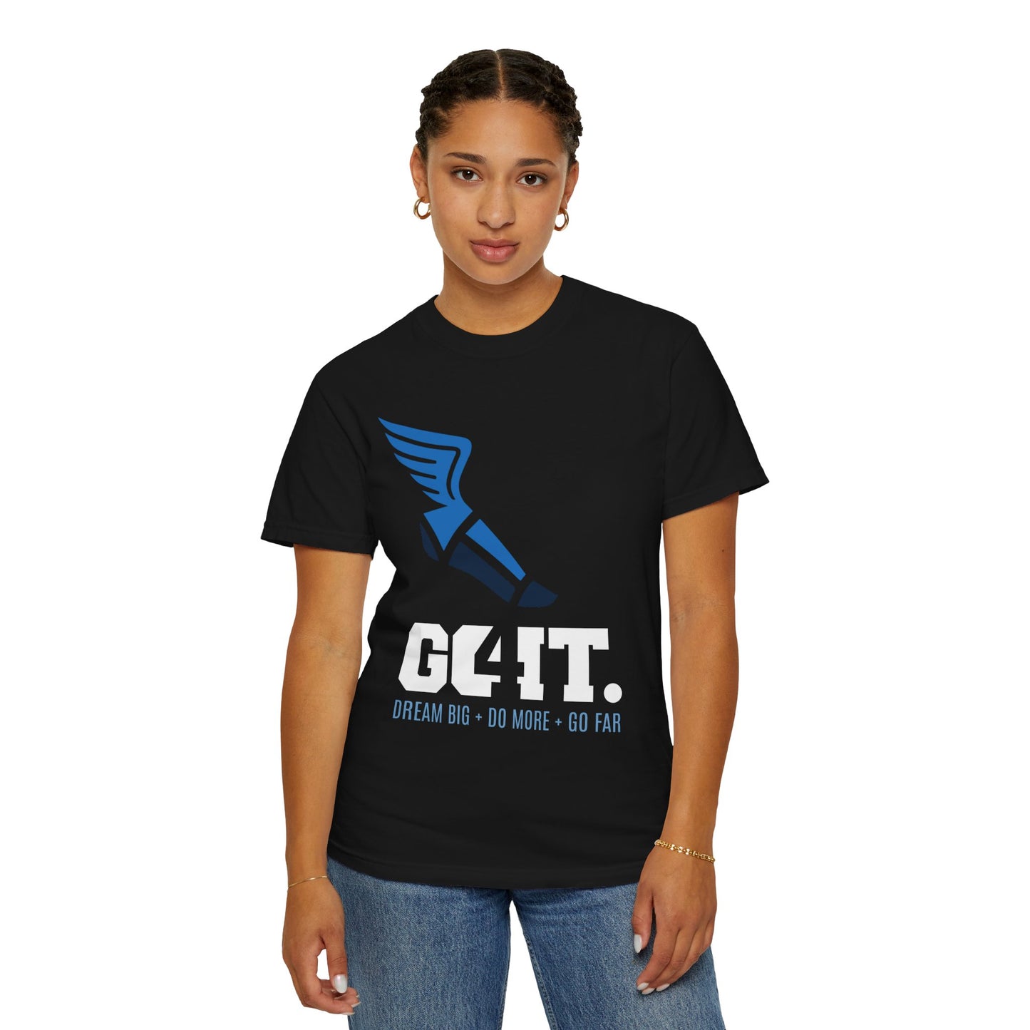 GO4IT Tee   DREAM BIG + DO MORE + GO FAR  II BLACK TEE
