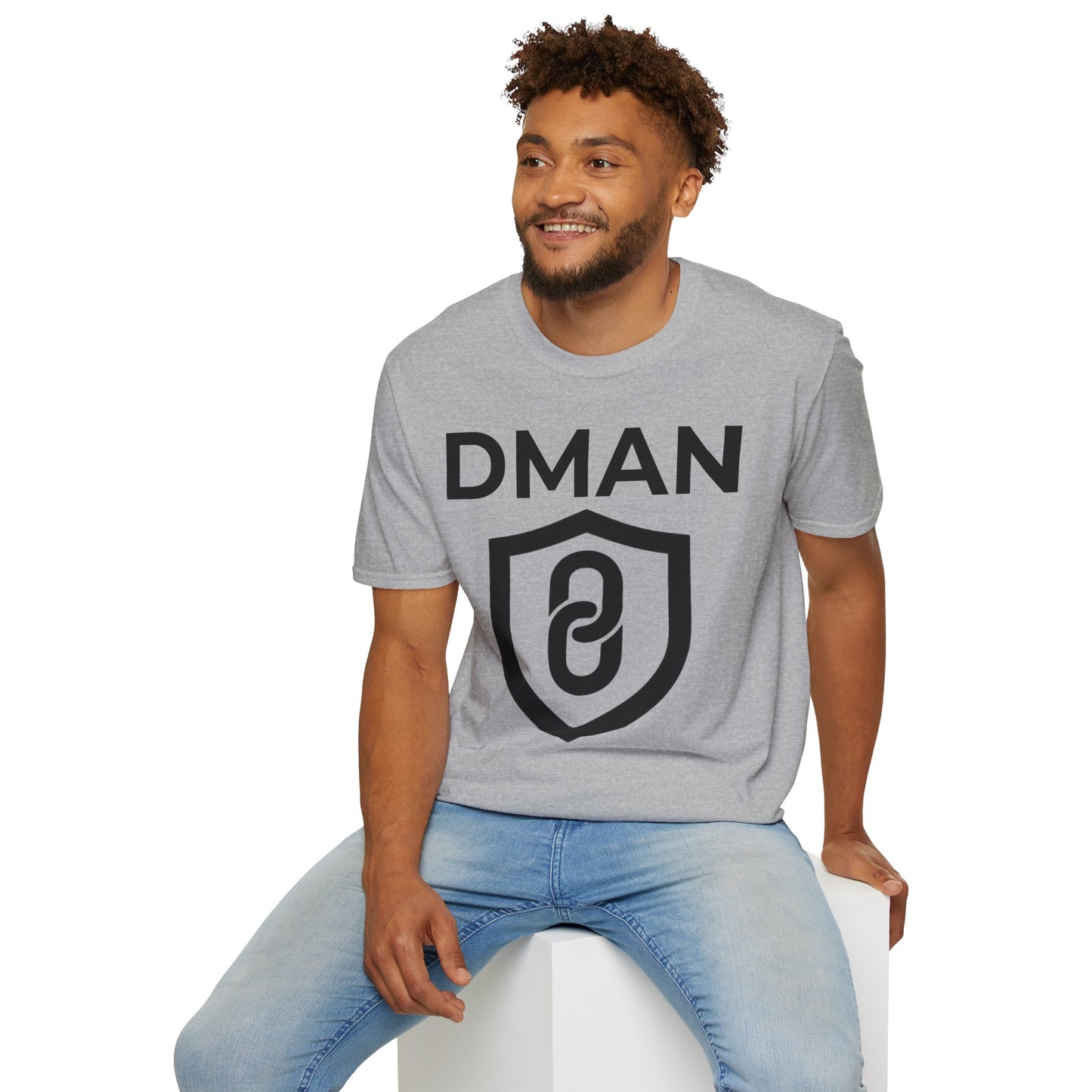 Stylish Unisex T-Shirt with DMAN Shield Design, Casual Wear, Gift Idea, Everyday Fashion, Cool Graphic Tee