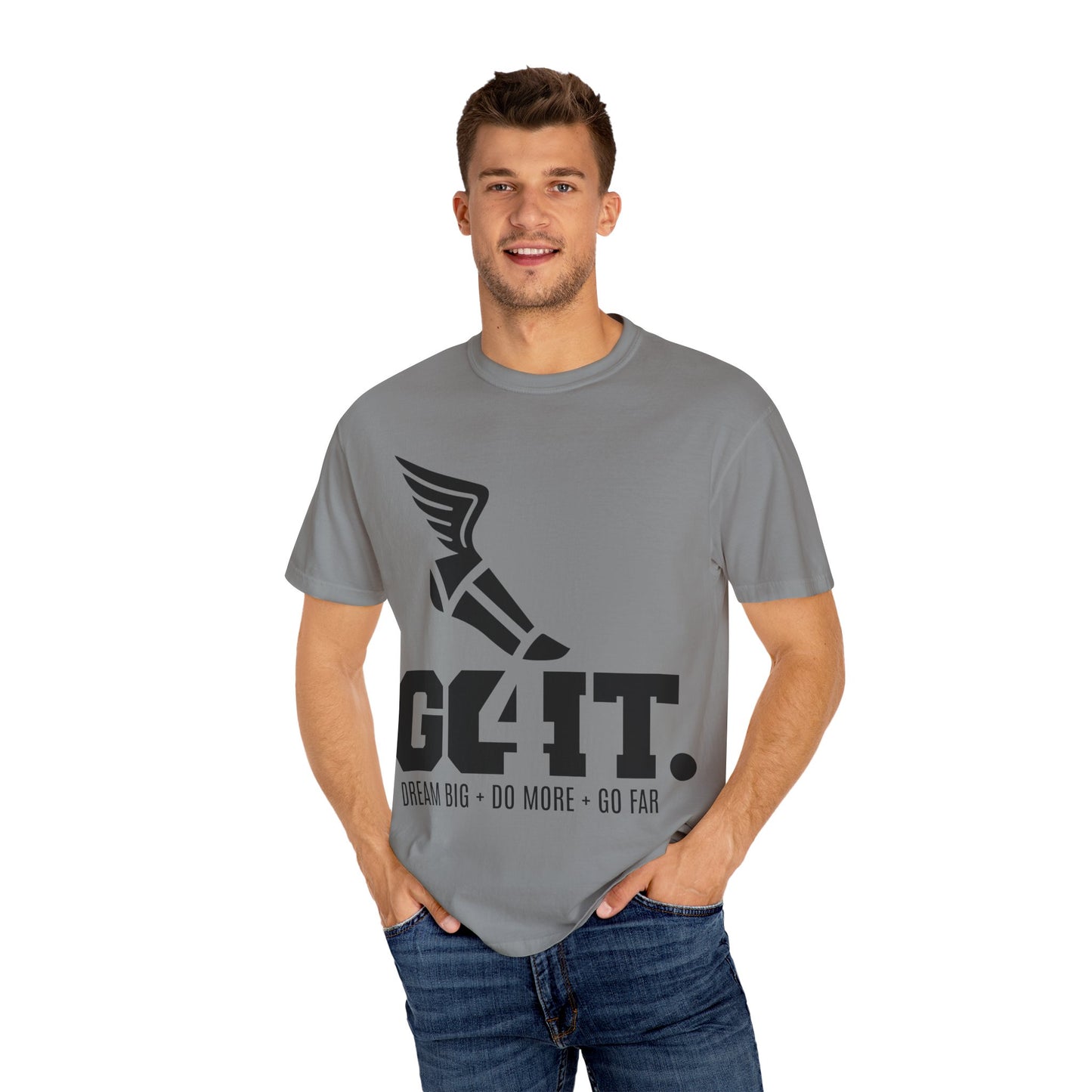 Copy of GO4IT Tee   DREAM BIG + DO MORE + GO FAR  III BLACK TEE