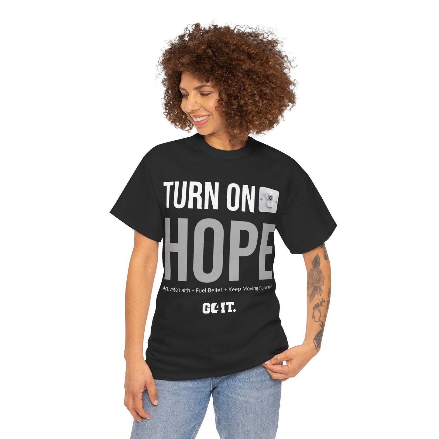 TURN ON HOPE Unisex Heavy Cotton Tee - Inspirational Motivational Shirt